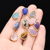 10Pcs Random Natural Stone Drop-Shaped Faceted Pendant DIY Jewelry Making