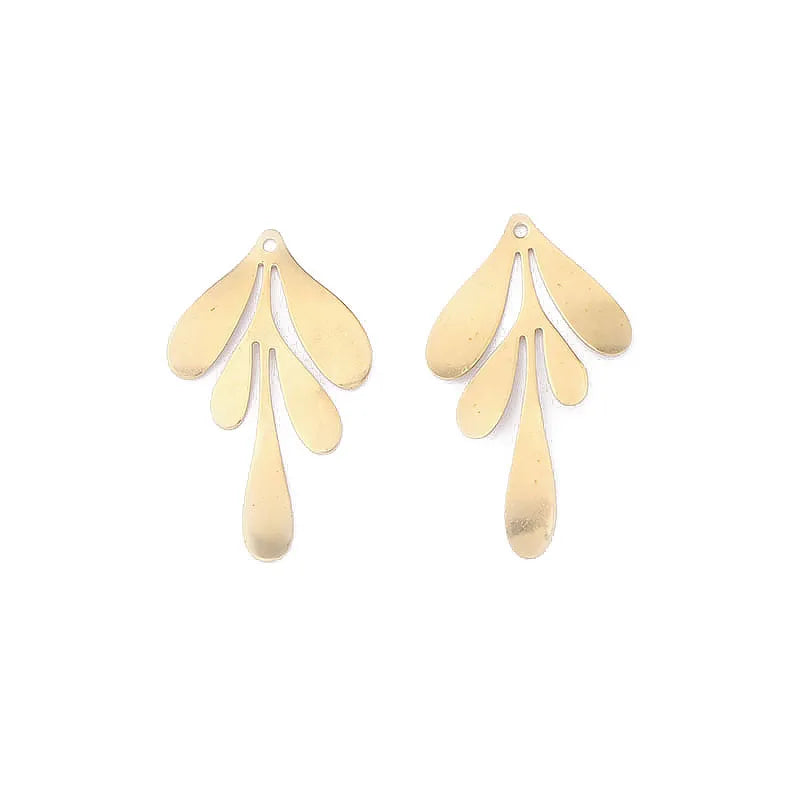 10Pcs Raw Brass 7-Petal Flower Charm Pendant for DIY Jewelry Making