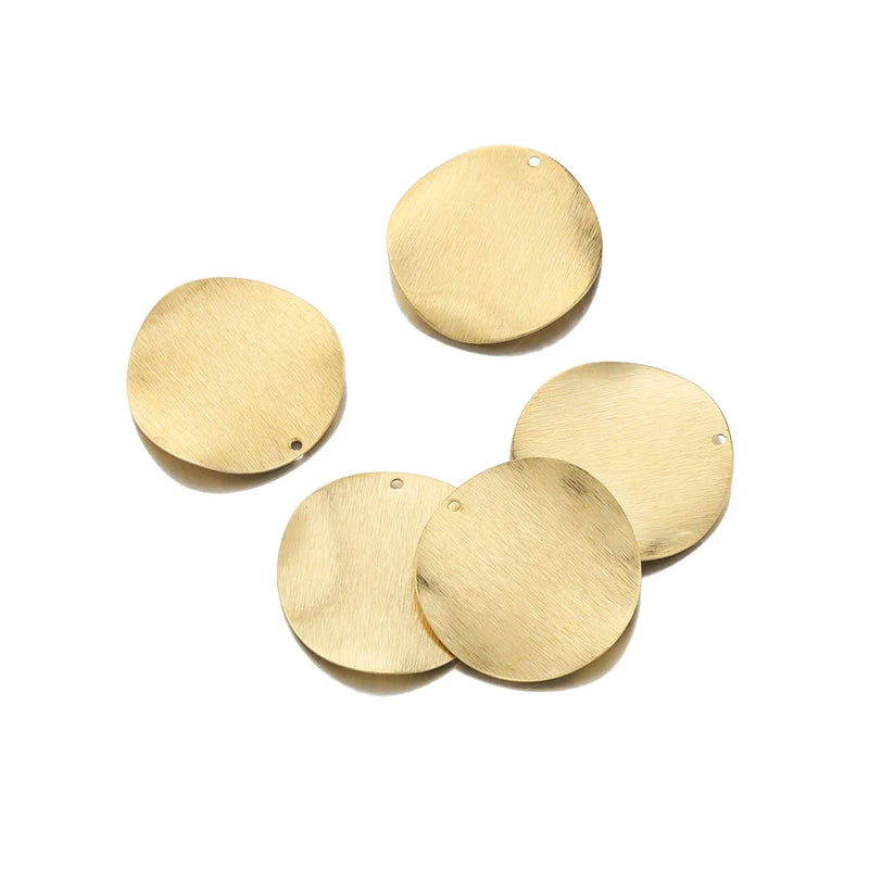 10Pcs Raw Brass Curved Round Pendant Circle Charms for DIY Jewelry Making