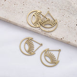 10Pcs Brass Evil Eye Moon Pendant for DIY Necklace Earrings