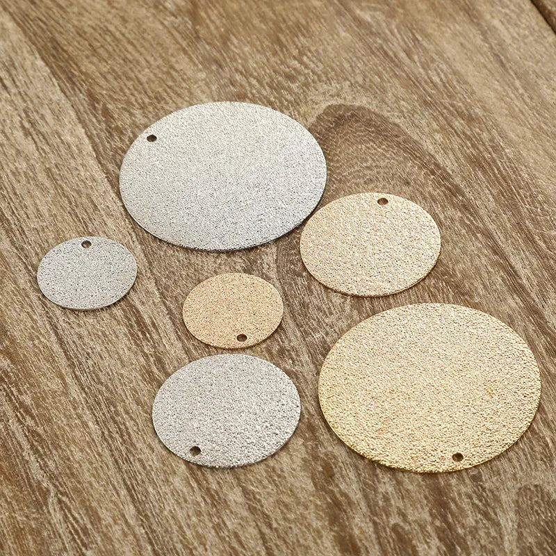 10Pcs Brass Plated Frosted Round Charms DIY Earring Bracelet Findings