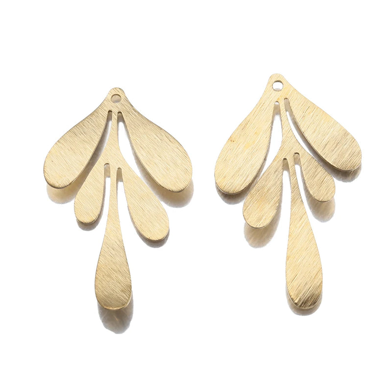 10Pcs Raw Brass Leafy Vine Charms for Diy Earrings Necklace
