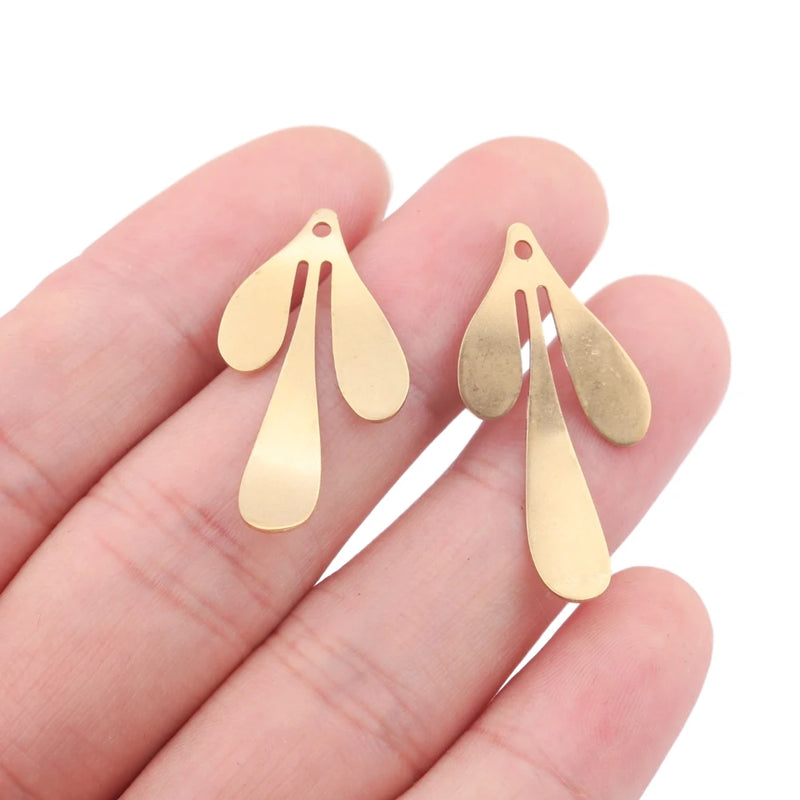 10Pcs Raw Brass Leaves Charms Sets for DIY Earrings Necklace Making