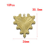 10Pcs Raw Brass Sacred Heart Charms for Jewelry Making