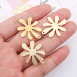 10Pcs Raw Brass Snowflake Flower Charms Pendant for Jewelry Making