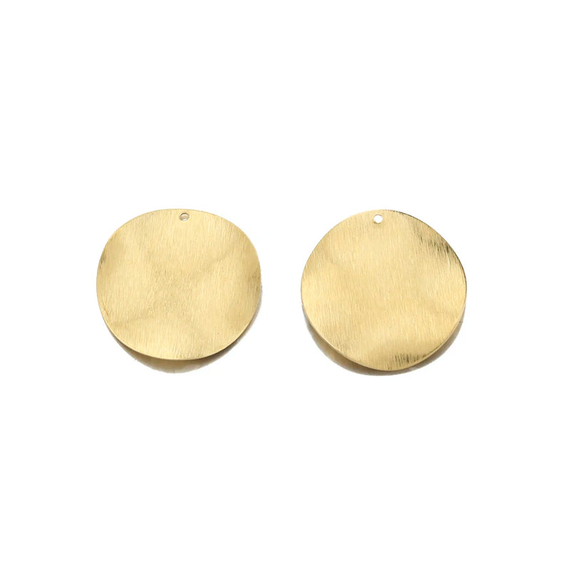 10Pcs Brass Textured Curved Round Disc Pendant Charms for Jewelry Making