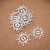 10Pcs Raw Brass K Evil Eye Sunburst Charms for DIY Earrings Necklace Making