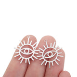 10Pcs Raw Brass K Evil Eye Sunburst Charms for DIY Earrings Necklace Making