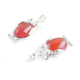 10Pcs Red Agate Owl Dangle Pendants Natural Stone Reiki Lucky Charm Jewelry