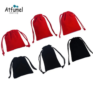 10Pcs Red Velvet Jewelry Pouch Drawstring Bag Storage Travel Gift