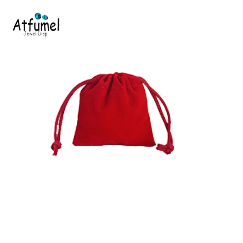 10Pcs Red Velvet Jewelry Pouch Drawstring Bag Storage Travel Gift