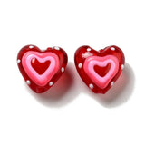 10Pcs Red Heart Lampwork Glass Beads for Jewelry Making