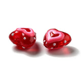 10Pcs Red Heart Lampwork Glass Beads for Jewelry Making