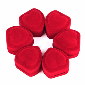 10Pcs Red Velvet Heart Ring Box Jewelry Display Case Holder Engagement Gift