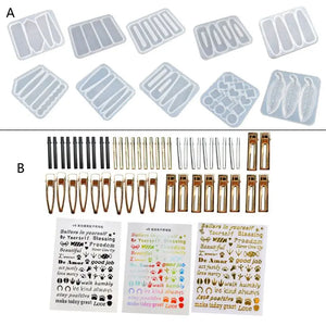 10Pcs Hair Pin Casting Mold Set Silicone Molds for Epoxy Resin DIY Barrettes