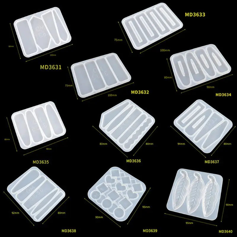 10Pcs Hair Pin Casting Mold Set Silicone Molds for Epoxy Resin DIY Barrettes