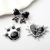 10Pcs Retro Bowknot Cat Paw Charms for DIY Earrings Bracelets