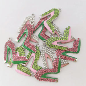 10Pcs Rhinestone High-Heeled Shoes Charms DIY Bracelet & Necklace Jewelry