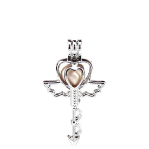 10Pcs Heart Key Pearl Cage Aromatherapy Charm Pendant Bracelet Gift Jewelry Bulk