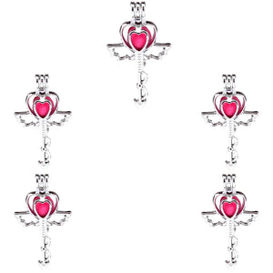 10Pcs Heart Key Pearl Cage Aromatherapy Charm Pendant Bracelet Gift Jewelry Bulk