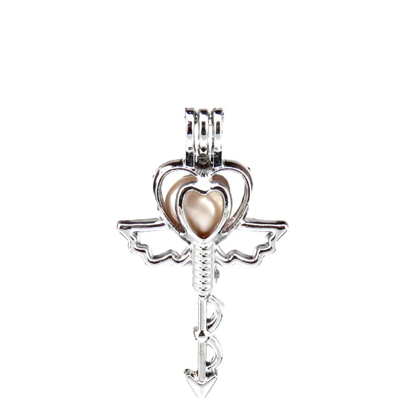 10Pcs Heart Key Pearl Cage Aromatherapy Charm Pendant Bracelet Gift Jewelry Bulk