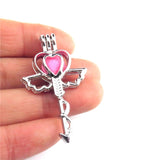 10Pcs Heart Key Pearl Cage Aromatherapy Charm Pendant Bracelet Gift Jewelry Bulk