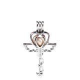 10Pcs Heart Key Pearl Cage Aromatherapy Charm Pendant Bracelet Gift Jewelry Bulk