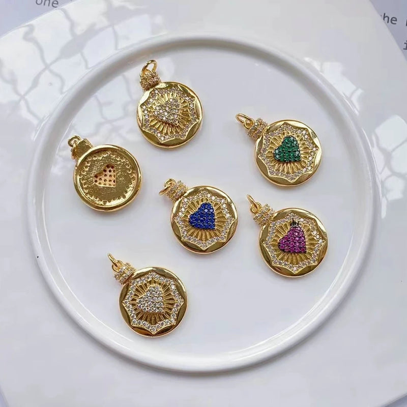 10Pcs Romantic Micro Pave CZ Heart Zircon Pendant