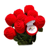 10Pcs Red Rose Flower Ring Box Velvet Earring Display Holder