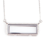 10Pcs Rose Necklace for Women Rhinestones Glass Memory Floating Charm Locket