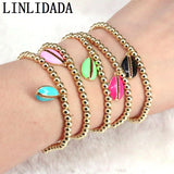 10Pcs Round Copper Beads with Colorful Enamel Shell Charm Women Gift Bracelets