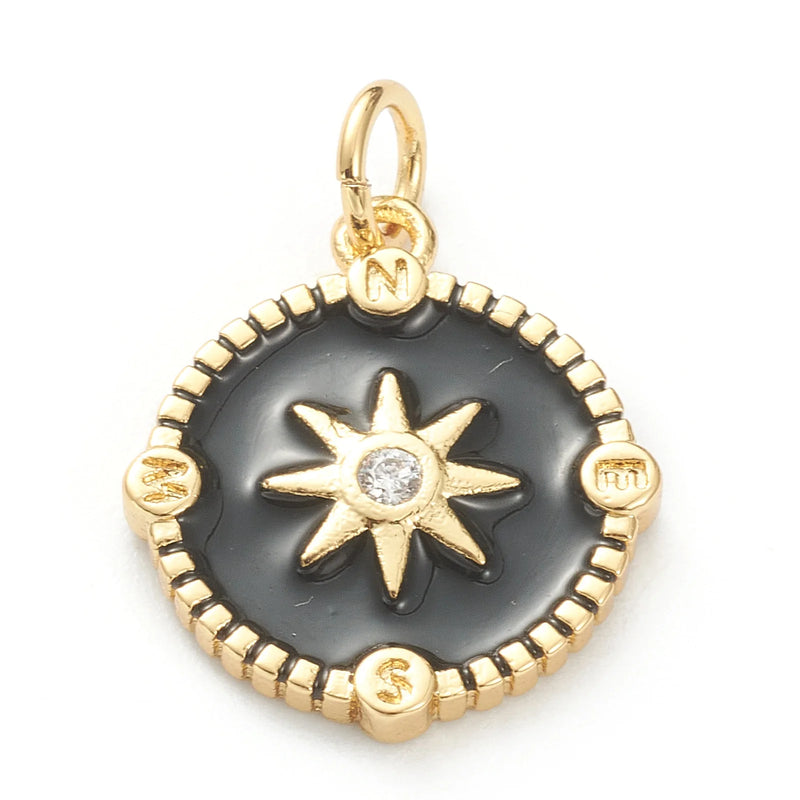 10Pcs Enamel Sun Stars Charms DIY Jewelry Making Copper Accessories