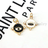 10Pcs Round Eye Pendant, Gold-color Evil Eye Charm for Necklace Making