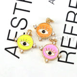 10Pcs Round Eye Pendant, Gold-color Evil Eye Charm for Necklace Making