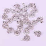 10Pcs Round Micro Pave Cubic Zirconia 26 Alphabet Letter Pendant Charms Necklace