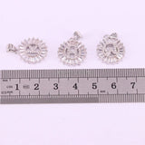 10Pcs Round Micro Pave Cubic Zirconia 26 Alphabet Letter Pendant Charms Necklace