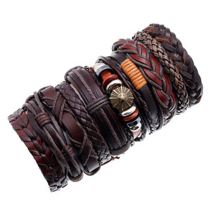 10Pc Set Woven Men Bracelets Women Leather Bracelets Men Bangle