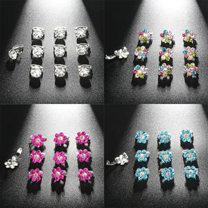 10Pcs Crystal Rhinestone Hair Clips Pins for Wedding Flower Girl Bride