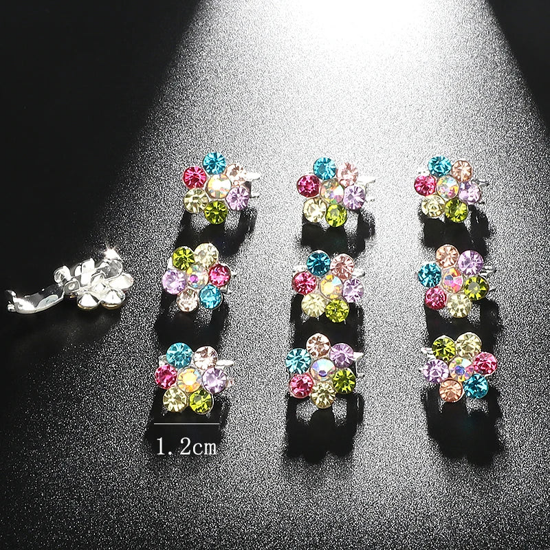 10Pcs Crystal Rhinestone Hair Clips Pins for Wedding Flower Girl Bride