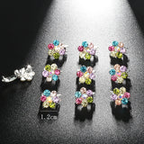 10Pcs Crystal Rhinestone Hair Clips Pins for Wedding Flower Girl Bride