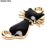 10Pc DIY Enamel Cat Hang Pendant Jewelry Findings
