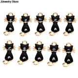 10Pc DIY Enamel Cat Hang Pendant Jewelry Findings