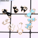 10Pc DIY Enamel Cat Hang Pendant Jewelry Findings