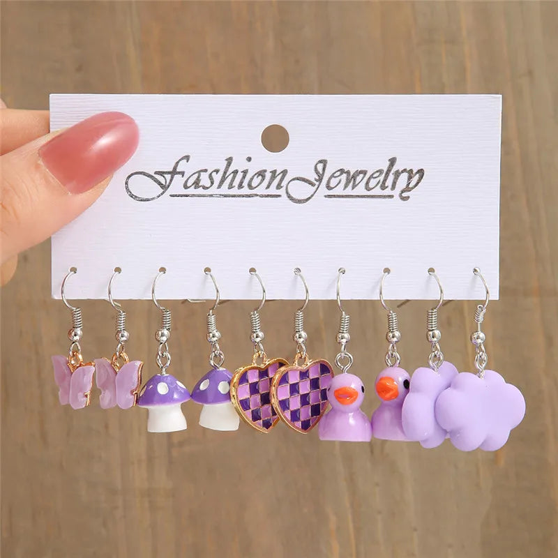 10Pcs Duck Dangle Earrings Set Cartoon Animal Drop Earrings for Women Kids