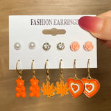 10Pcs Duck Dangle Earring Set Geometric Animal Drop Earrings For Women