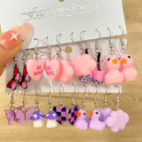 10Pcs Duck Dangle Earring Set Geometric Animal Drop Earrings For Women