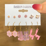 10Pcs Duck Dangle Earring Set Geometric Animal Drop Earrings For Women