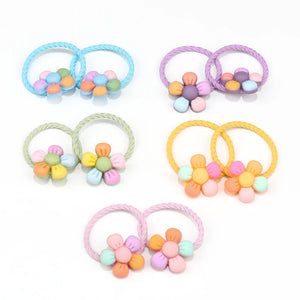 10Pcs Kids Flower Hair Rope Ponytail Holder Hair Bands