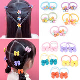10Pcs Kids Flower Hair Rope Ponytail Holder Hair Bands