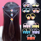 10Pcs Kids Flower Hair Rope Ponytail Holder Hair Bands